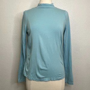 NWT ANTHROPOLOGIE T.La Sky Blue Turtle Neck Cotton Blend TOP Sz S